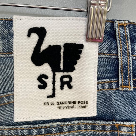 SANDRINE ROSE straight fit jeans with distressing in indigo size 26 - Picture 3 of 8